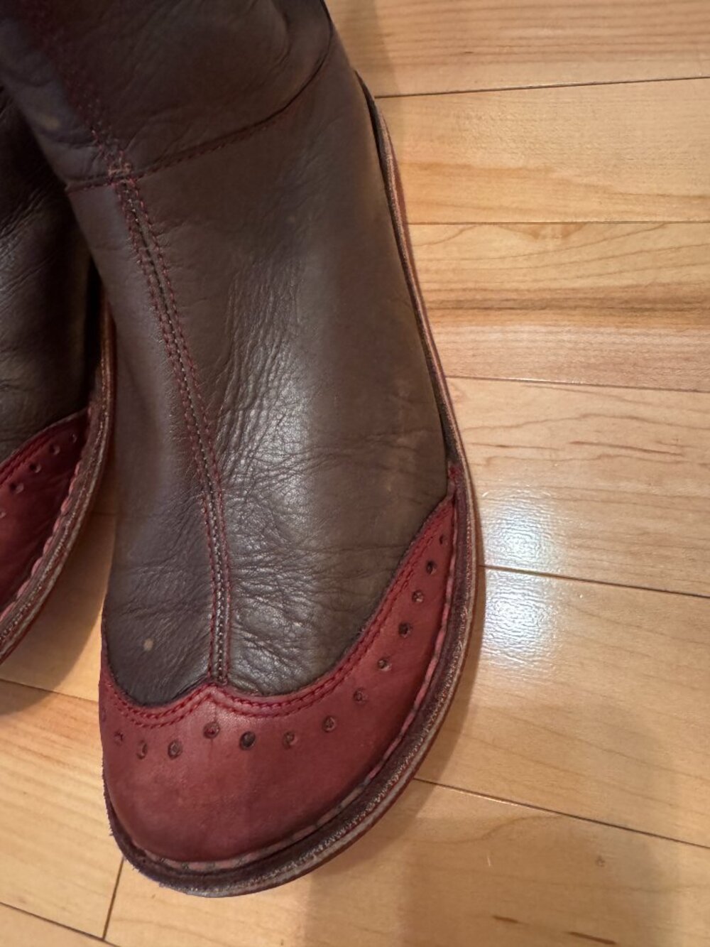 Camper Peu Cami Genuine Leather Brown boots with Red toes 38 - Picture 6 of 7